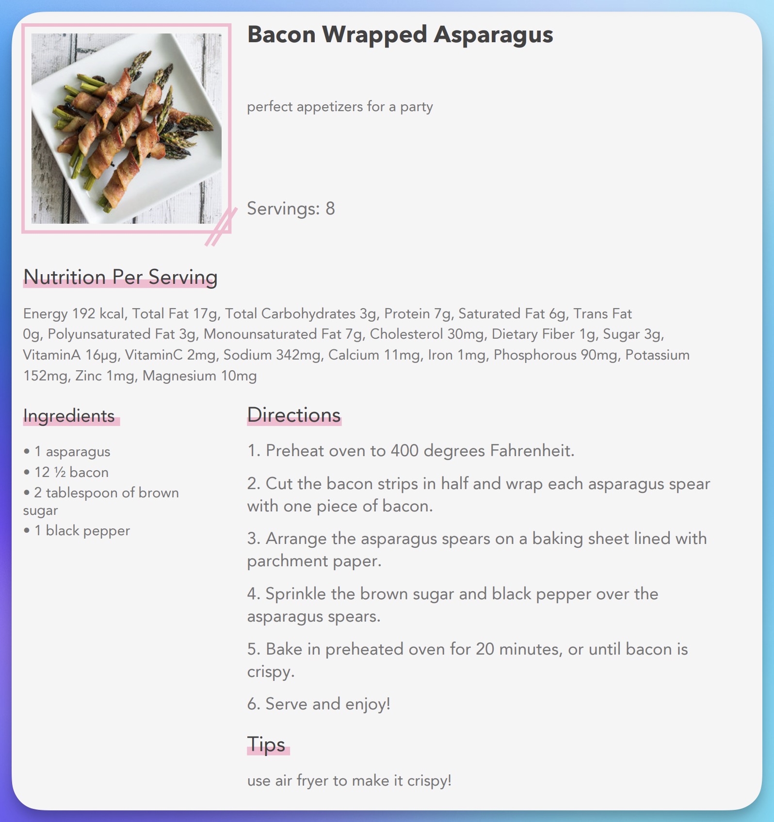 tips and description