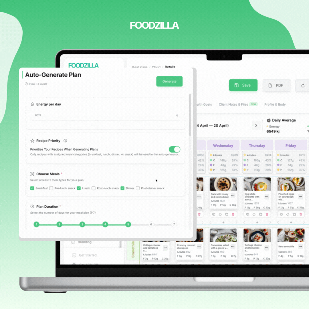 Foodzilla meal planning demo