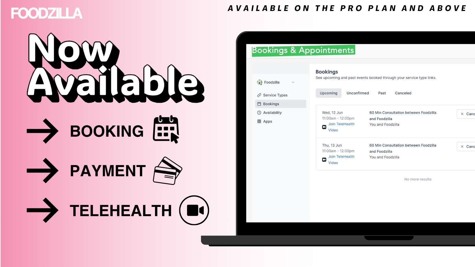 Foodzilla Bookings: All-In-One Nutrition Platform